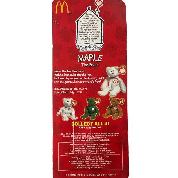 Ty Beanie Babies, Set of 2 Ronald McDonald Ty Bears, Millennium & Maple - Picture 5 of 8